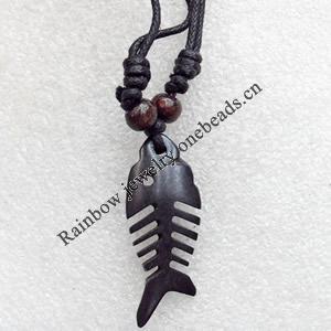 Tibetan Yak Bone Necklace，14x40mm，Sold by Dozen