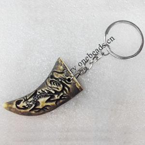 Imitate Tibetan Yak Bone Key chain，28x54mm, Sold by Dozen