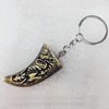 Imitate Tibetan Yak Bone Key chain，28x54mm, Sold by Dozen