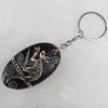 Imitate Tibetan Yak Bone Key chain，33x58mm, Sold by Dozen