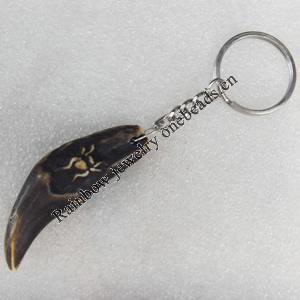 Imitate Tibetan Yak Bone Key chain，20x63mm, Sold by Dozen