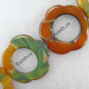 Agate Beads, Flower, O:49mm I:26mm, Hole:Approx 1.5mm, Sold by PC