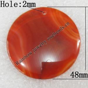 Agate pendant, Flat Round, 48mm, Hole:Approx 2mm, Sold by PC