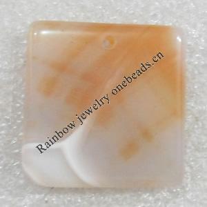 Agate pendant, Square, 26mm, Hole:Approx 1mm, Sold by PC