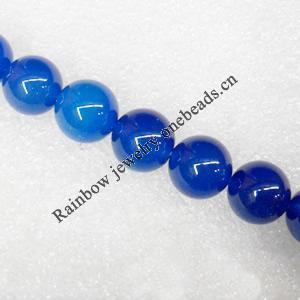 Blue Agate Beads, Round, 12mm, Hole:Approx 1mm, Sold per 15.7-inch Strand