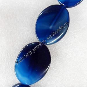 Blue Agate Beads, Flat Oval, 30x40mm, Hole:Approx 1.5mm, Sold per 15.7-inch Strand