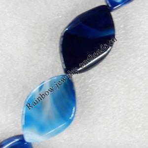 Blue Agate Beads, Horse eye, 25x40mm, Hole:Approx 1.5mm, Sold per 15.7-inch Strand