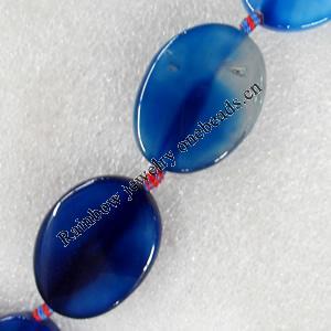 Blue Agate Beads, Flat Oval, 25x32mm, Hole:Approx 1.5mm, Sold per 15.7-inch Strand
