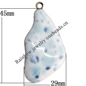 Porcelain Pendants，Nugget 45x29mm, Sold by Bag 