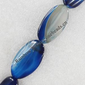 Blue Agate Beads, Flat Oval, 22x42mm, Hole:Approx 1.5mm, Sold per 15.7-inch Strand