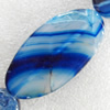 Blue Agate Beads, Flat Oval, 24x48mm, Hole:Approx 1.5mm, Sold per 15.7-inch Strand