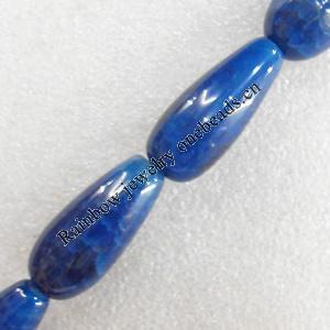 Blue Agate Beads, Teardrop, 14x30mm, Hole:Approx 1.5mm, Sold per 15.7-inch Strand