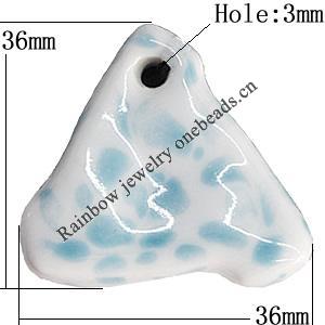 Porcelain Pendants，Nugget 36x36mm Hole:3mm, Sold by Bag 