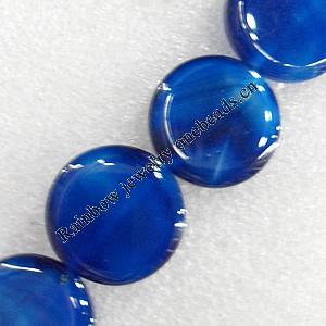 Blue Agate Beads, Flat Round, 25x6mm, Hole:Approx 1.5mm, Sold per 15.7-inch Strand
