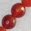 Red Agate Beads, Faceted Round, 4mm, Hole:Approx 1mm, Sold per 15.7-inch Strand