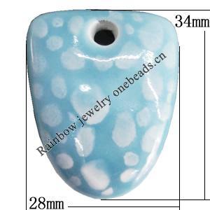 Porcelain Pendants，34x28mm Hole:4mm, Sold by Bag 