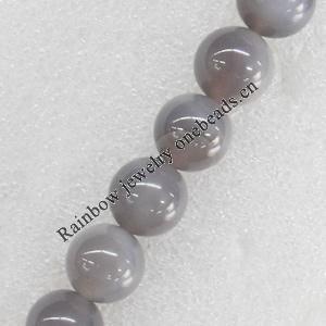 Grey Agate Beads, Round, 12mm, Hole:Approx 1mm, Sold per 15.7-inch Strand