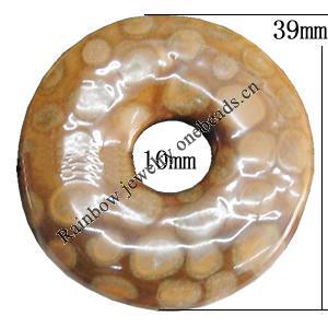 Porcelain Pendants，Flat Round O:39mm I:10mm, Sold by Bag 