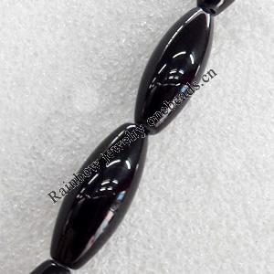 Black Agate Beads, Flat Oval, 10x25mm, Hole:Approx 1mm, Sold per 15.7-inch Strand