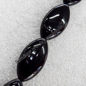 Black Agate Beads, Horse eye, 13x25mm, Hole:Approx 1mm, Sold per 15.7-inch Strand
