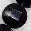 Black Agate Beads, Faceted Flat Round, 14x5mm, Hole:Approx 1mm, Sold per 15.7-inch Strand