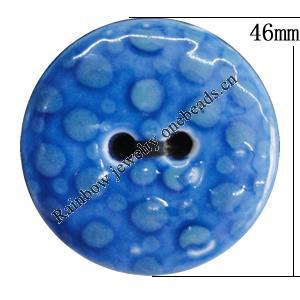 Porcelain Pendants，Flat Round 46mm Hole:4mm, Sold by Bag 