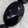 Black Agate Beads, Faceted Flat Oval, 8x11mm, Hole:Approx 1mm, Sold per 15.7-inch Strand