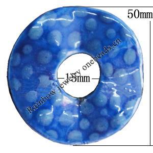 Porcelain Pendants，Twist Flat Round 50mm Hole:15mm, Sold by Bag 