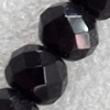 Black Agate Beads, Faceted Rondelle, 10mm, Hole:Approx 1mm, Sold per 15.7-inch Strand