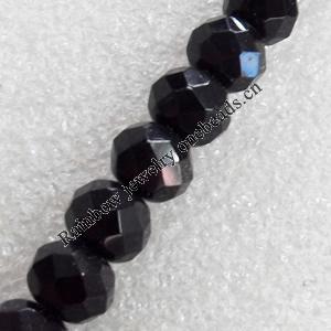 Black Agate Beads, Faceted Rondelle, 8mm, Hole:Approx 1mm, Sold per 15.7-inch Strand