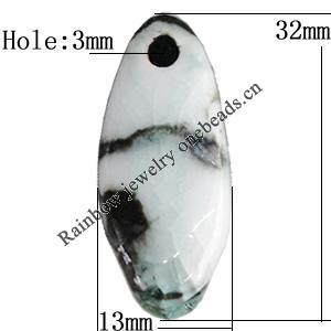 Porcelain Pendants，32x13mm Hole:3mm, Sold by Bag 