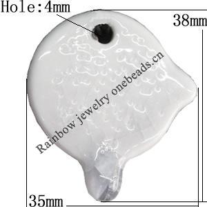 Porcelain Pendants，38x35mm Hole:4mm, Sold by Bag 
