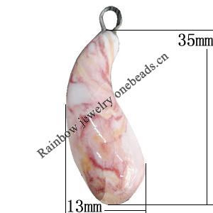 Porcelain Pendants，Nugget 35x13mm, Sold by Bag 