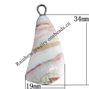 Porcelain Pendants，Nugget 34x19mm, Sold by Bag 