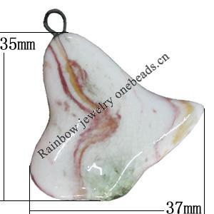 Porcelain Pendants，Heart 37x35mm, Sold by Bag 