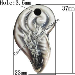 Porcelain Pendants，37x23mm Hole:2.5mm, Sold by Bag 