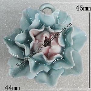 Porcelain Pendants, Flower 46x44mm Hole:5mm, Sold by Bag