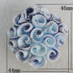 Porcelain Pendants, Flower 46x44mm Hole:4.5mm, Sold by Bag