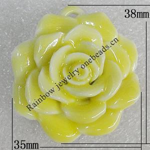 Porcelain Pendants, Flower 38x35mm Hole:3.5mm, Sold by Bag