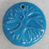 Porcelain Pendants, Flat Round 36mm Hole:2.5mm, Sold by Bag