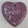 Porcelain Pendants, Heart 40x38mm Hole:3mm, Sold by Bag