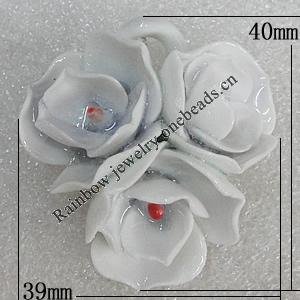Porcelain Pendants, Flower 40x39mm Hole:5.5mm, Sold by Bag