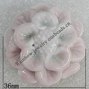 Porcelain Pendants, Flower 36x36mm Hole:2.5mm, Sold by Bag