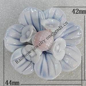 Porcelain Pendants, Flower 44x42mm Hole:6mm, Sold by Bag