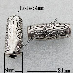 Jewelry findings, CCB Plastic Beads Antique Silver, Drum 21x9mm Hole:4mm, Sold by Bag