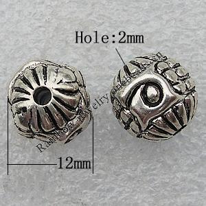 Jewelry findings, CCB Plastic Beads Antique Silver, 12mm Hole:2mm, Sold by Bag
