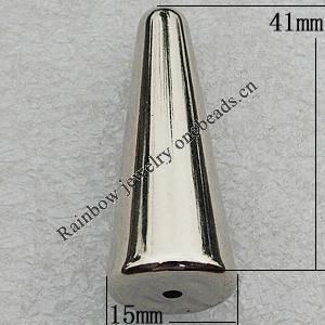 Jewelry findings, CCB Plastic Beads Platina Plated, 41x15mm Hole:2mm, Sold by Bag