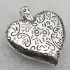 Jewelry findings, CCB Plastic Pendant Antique Silver, Heart 40x35mm Hole:3mm, Sold by Bag