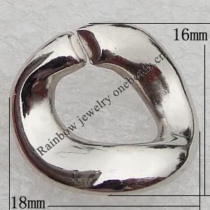 Jewelry findings, CCB Plastic Donut Platina Plated, 18x16mm, Sold by Bag