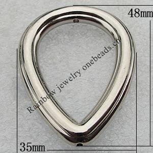 Jewelry findings, CCB Plastic Donut Platina Plated, Teardrop 48x35mm Hole:1.5mm, Sold by Bag